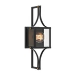Raeburn 1-LIGHT Outdoor Wall Lantern In Matte Black And Weathered Brushed Brass. Fixed Price $276.00.