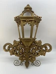 Vtg Lg Homco Hollywood Regency Ornate Gold Street Lantern Wall Plaque Planter. Fixed Price $47.50.