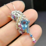 2CT Pear Cut Aquamarine Sea Horse Shape Pendant 14K White Gold Finish With Chain. Fixed Price $87.99.
