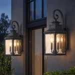 Pack 23" Outdoor Wall Light Seeded Glass Sconce Aluminum Porch Lantern Fixture. Fixed Price $219.99.