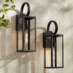 Modern Outdoor Wall Light Fixtures Set Of Black 21" Clear Glass For Exterior. Fixed Price $249.98.