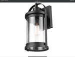 Xavier Matte Black Farmhouse Indoor/outdoor Light Wall Sconce With Seeded Glass. Fixed Price $59.99.