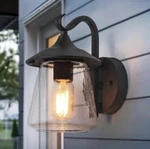 Lnc A03356 1-LIGHT Outdoor Frosted Black Wall Lantern Sconce Seeded Glass Shade. Fixed Price $49.99.