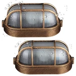 2 Pack Outdoor Oval Wall Lights, 8.3" Nautical Bulkhead Light, Flush Mount Fo.... Fixed Price $63.56.