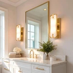 Kira Home Duo 21" Modern Wall Sconce With Frosted Opal Glass Shades, For Bathroo. Fixed Price $60.00.