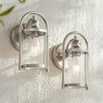 Modern Farmhouse Outdoor Wall Lights Set Of 2 Nickel 10 1/4" For Post Exterior. Fixed Price $158.95.
