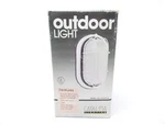 Vtg Catalina White Outdoor Round Wall Light Exterior Glass Fixture Industrial. Fixed Price $44.95.