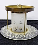 Vintage Mcm John C. Virden Brass & Etched Glass Flush-mount Wired Light Fixture. Fixed Price $165.00.