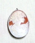 Antique Cameo Carved Sea Shell Brooch Pendant Pin With Silver Frame. Fixed Price $49.00.