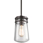Kichler 49447 Bronze Lyndon 1-LIGHT 6"W Pendant With Seedy Glass Shade. Fixed Price $219.99.