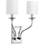 Bonita 2-LIGHT Polished Chrome Wall Sconce With White Linen Shade By Progress L.. Fixed Price $84.40.