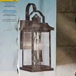 Nib: Nice Outdoor 8.5"X22" 3-BULB Bronze-finish Wall Light W/ Clear Wave Glass. Fixed Price $109.95.