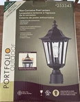 Portfolio Outdoor Post Lantern #253343 Black Polymer Construction Nos! Nib!. Fixed Price $30.00.