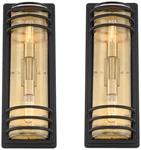 Habitat 21" Black And Brass 2-LIGHT Outdoor Wall Set Of. Fixed Price $298.95.