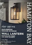 Hampton Bay Maplebrook 13.6 Matte Black With Gold Accents 1-LIGHT Outdoor Sconce. Fixed Price $38.95.
