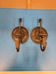 Pair Vintage Style Metal Wall Sconce Candle Holders Bronze Tone Leaf Scroll Deco. Fixed Price $24.99.