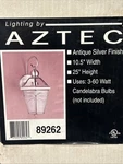 Aztec Outdoor Wall Light, Antique Silver Finish, 25 Tall X 10.5 Wide New 89262. Fixed Price $49.99.