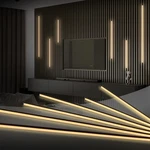 Black Led Wall Lighting Kit - 6 Warm White Slat Lights With Smart Switch. Fixed Price $99.99.