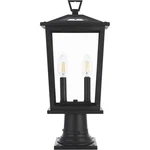 Pole 2 Light Fixture Large Outdoor Clear Glass Black Porch Walkway Lantern 19". Fixed Price $141.22.