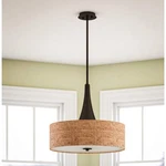 Kenroy Home Bulletin Tan Drum 3 Light Ceiling Pendant. Fixed Price $195.99.