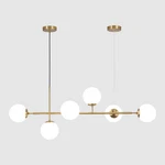Modern 6-LIGHT Milk Glass Chandelier White & Gold Mid Century Pendant. Fixed Price $299.99.