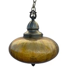 Vintage Antique Cast Iron Porch Ceiling Light Amber Glass Shade. Fixed Price $244.80.