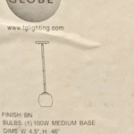 Trans Globe Lighting 1-LIGHT Pendant W/ Down Rod Brushed Nickel White Glass 100W. Fixed Price $15.00.
