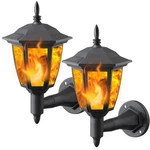 Dynaming 2 Pack Solar Flame Wall Lanterns Outdoor, Powered Black. Fixed Price $35.58.