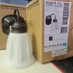 Kichler Wall Sconce Light - Tannery Bronze Mounted Satin Etched Opal Glass. Fixed Price $29.99.