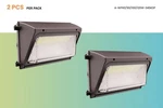 2 -pack 100WATT Outdoor Led Wall Light With Photocell Cct & Power Adjustabl. Fixed Price $129.00.