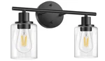 2 Vanity Wall Sconce Lights Matte Black Glass Shades Great Home Decor New. Fixed Price $30.91.