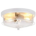 Flush Mount Modern Outdoor Ceiling With Seeded Glass Shade, 2-LIGHT Whi.... Fixed Price $72.27.