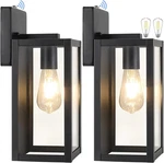 2-PACK Dusk To Dawn Outdoor Wall Lanterns With 15.35 X 13.19 7.01IN, Black. Fixed Price $87.20.