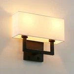 Modern Industrial Edison Bedside Dual Black Wall Sconces Lighting Cloth Shade. Fixed Price $79.99.