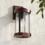 Stan Rustic Outdoor Wall Light Fixture Dark Wood Black Motion Sensor 13 3/4". Fixed Price $154.99.