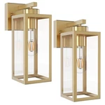 Tipace Outdoor Wall Lantern 2 Pack Gold Exterior Sconce With Clear Glass.... Fixed Price $130.33.
