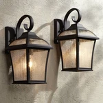 Mosconi Vintage Outdoor Wall Lights Fixture Set Of 2 Textured Black Carriage 15". Fixed Price $179.99.