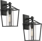 Outdoor Porch Lights 2 Pack Wall Mount Fixtures, Black Finish With Clear. Fixed Price $227.99.