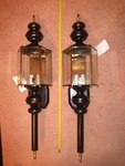 Pair Of Three-light Large 36" Wall-lanterns Black/brass By Progress Lighting. Fixed Price $349.00.