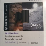 Dark Sky Portfolio Outdoor 0338644 Wall Lantern Matte Black Finish. Fixed Price $21.99.