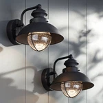 Industrial Outdoor Wall Light Fixtures Set Of 2 Black Metal Led 8" For Exterior. Fixed Price $139.98.