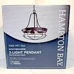Hampton Bay Southbourne 3-LIGHT Matte Black Pendant With Open Steel Cage Frame. Fixed Price $27.80.