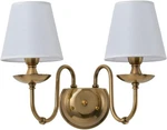 Vintage Brass Double Wall Sconce W/ White Fabric Shades Bedside Light Fixture. Fixed Price $57.59.