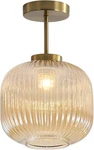 Lighting Amber Glass Ceiling Lamp Mid Century Modern Lights Gold Brass. Fixed Price $129.99.