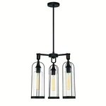 Satin Black Three Light Outdoor Chandelier From The Yasmin Collection. Fixed Price $578.00.