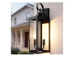 19" Black 2 Bulb Outdoor Wall Lantern Fixture, Large Porch Lighting. Fixed Price $32.00.