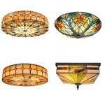 4 Styles Tiffany Stained Glass Chandelier Ceiling Lights Flush Mount Home Decor. Fixed Price $165.46.
