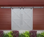 16FT Exterior Double Sliding Barn Door Hardware,heavy Duty Wall Mount Box Track. Fixed Price $322.99.