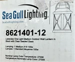 Sea Gull Lighting 8621401-12 Lakeview Inch Black Outdoor Wall Sconce. Fixed Price $99.99.
