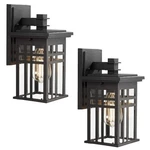 Jazava 12 In. 1-LIGHT Black Clear Glass Outdoor Wall Lantern Sconce 2-PACK. Fixed Price $75.95.